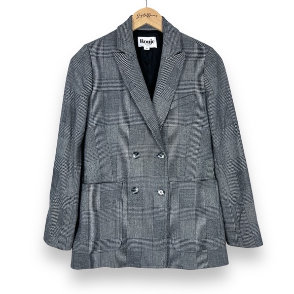 Rouje Wool Blazer Jacket, Black/Grey - EUC, Quiet Luxury, Houndstooth, Timeless - Picture 1 of 14
